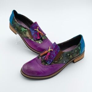 Soffia purple embellished tassel bright fun oxford style slip on shoes size 42